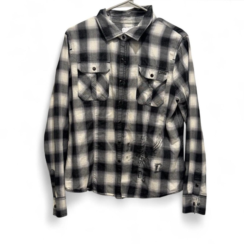 Black and White Plaid Button-Up Shirt